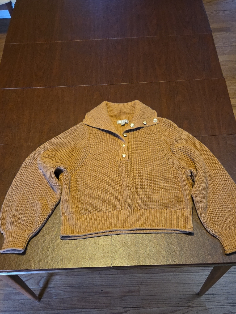 J. Crew Tan Ribbed Zip-Shoulder Sweater